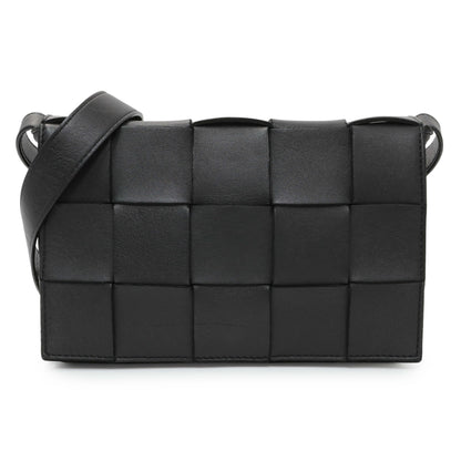 Exclusive Bottega Venetta Black Lambskin Maxi Intrecciato Cassette Crossbody Bag — Side View