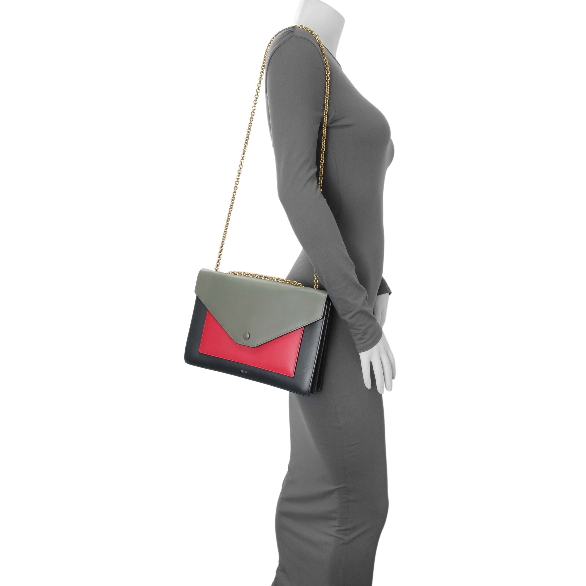 Exclusive Celine Tricolor Calfskin Pocket Envelope Shoulder Bag — Alternate View 12