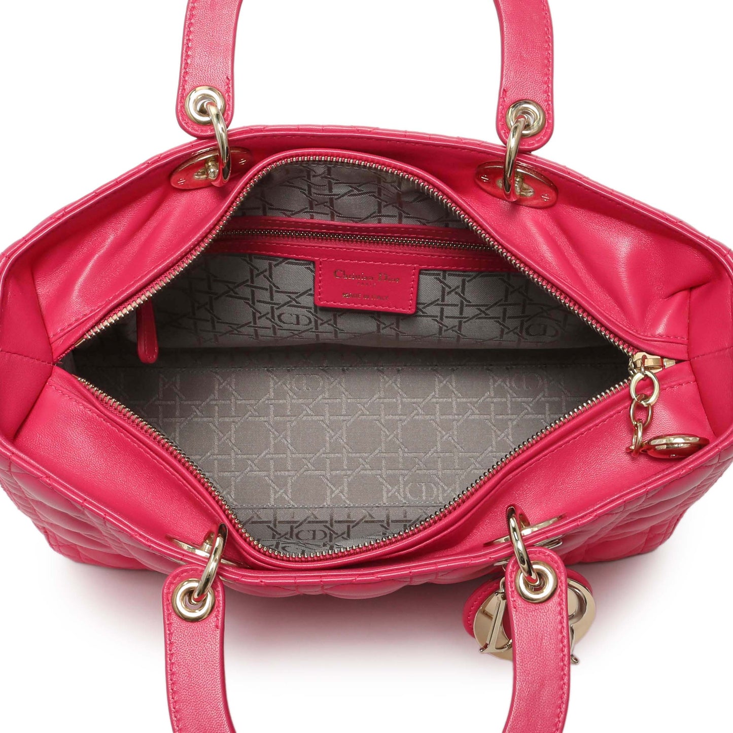 Exclusive Christian Dior Fuchsia Lambskin Cannage Large Lady Dior — Alternate View 8