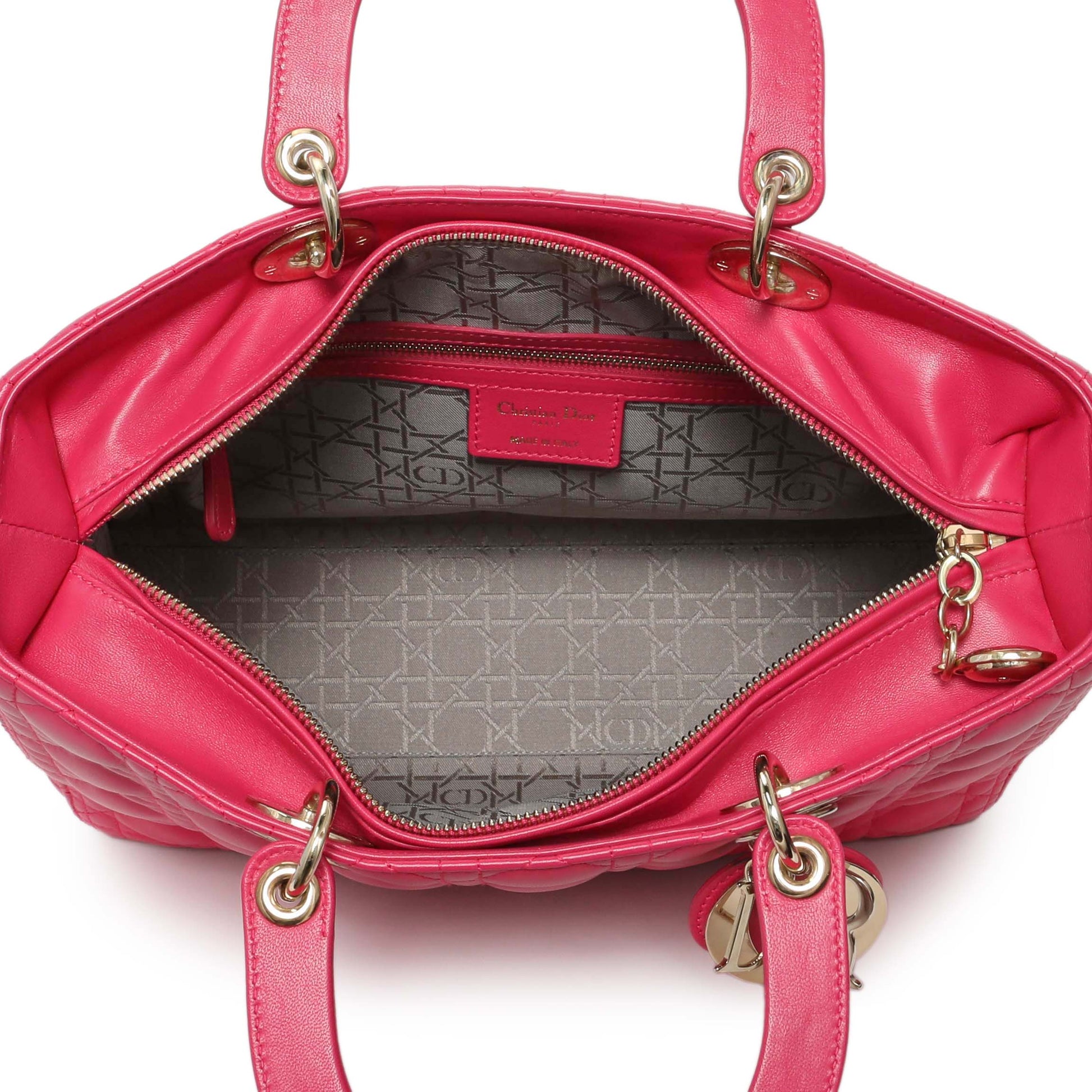 Exclusive Christian Dior Fuchsia Lambskin Cannage Large Lady Dior — Alternate View 8
