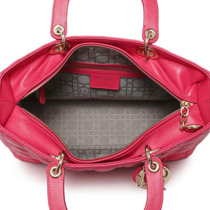 Exclusive Christian Dior Fuchsia Lambskin Cannage Large Lady Dior — Alternate View 8