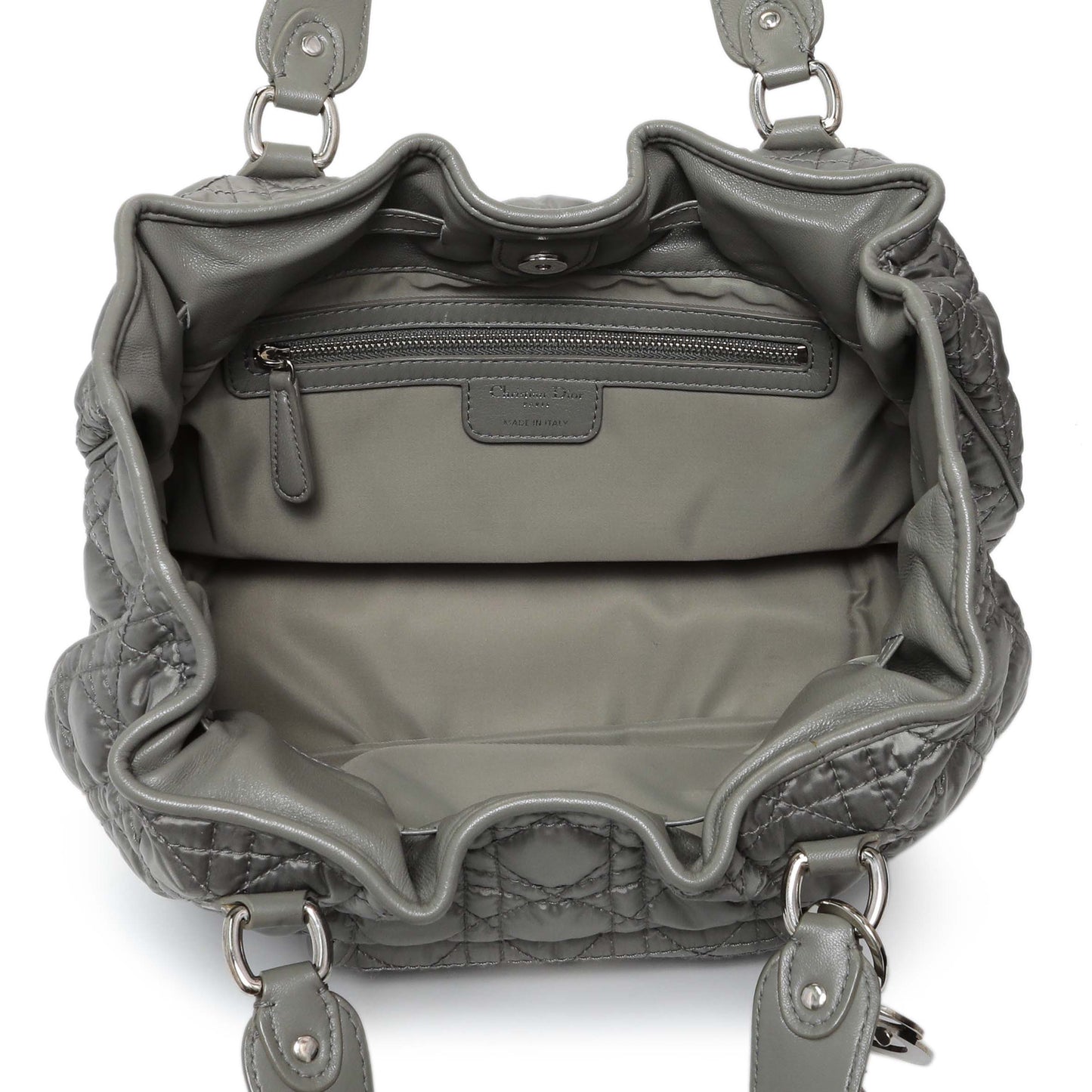 Exclusive Christian Dior Grey Nylon Cannage Charming Lock Tote — Top View