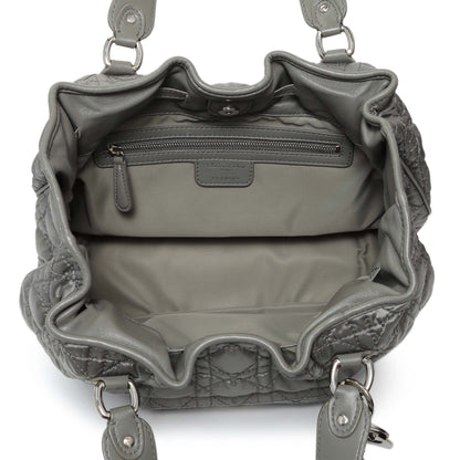 Exclusive Christian Dior Grey Nylon Cannage Charming Lock Tote — Top View