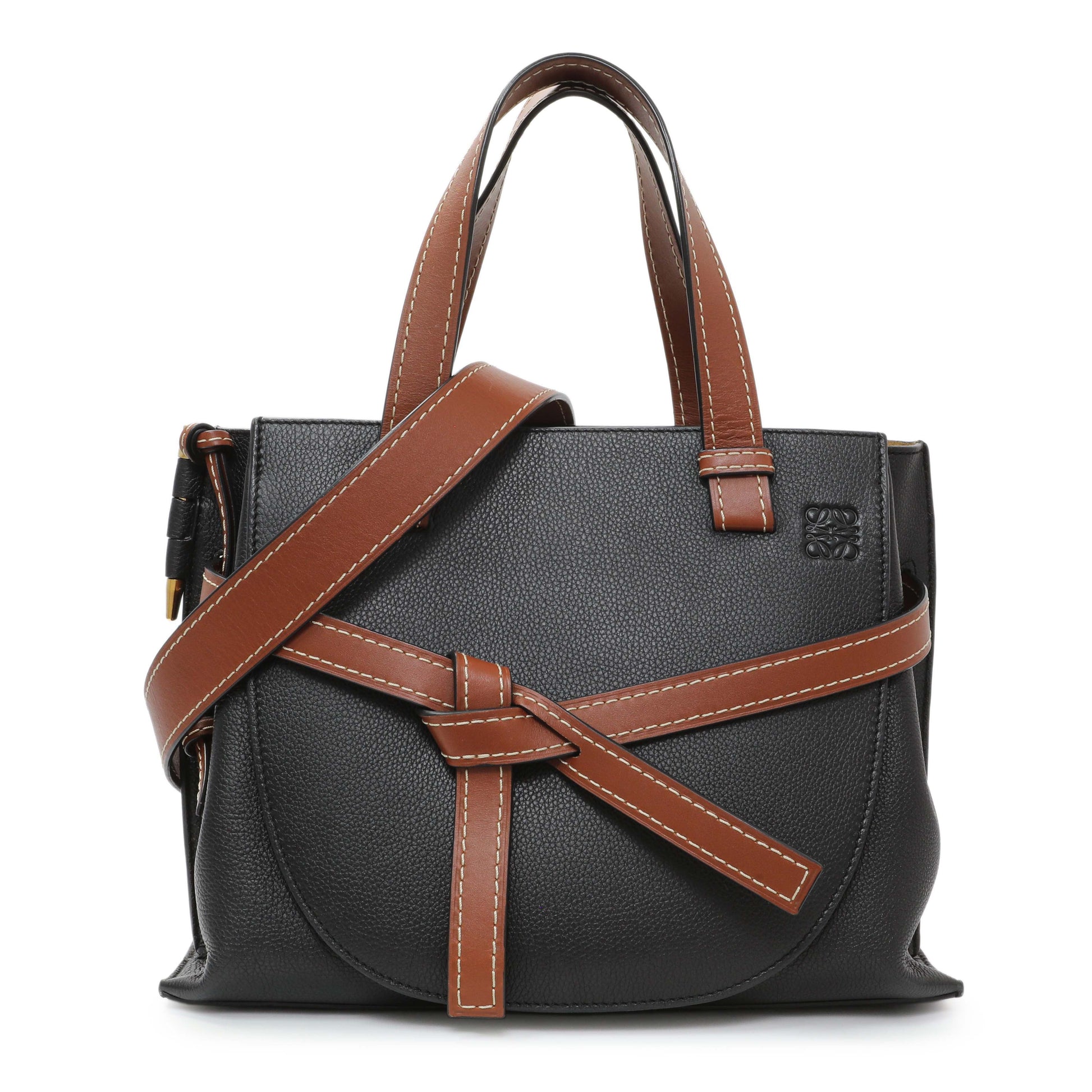 Exclusive Loewe Black Calfskin Small Gate Tote — Front View