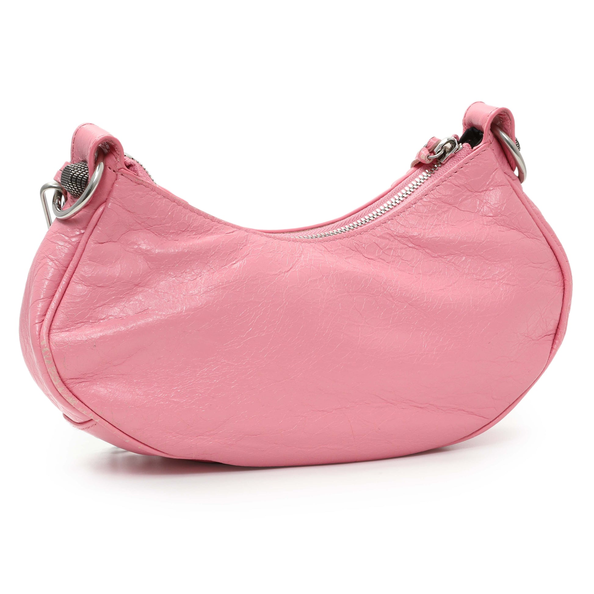 Exclusive Balenciaga Pink Arena Calfskin Leather Le Cagole with Chain — Side View