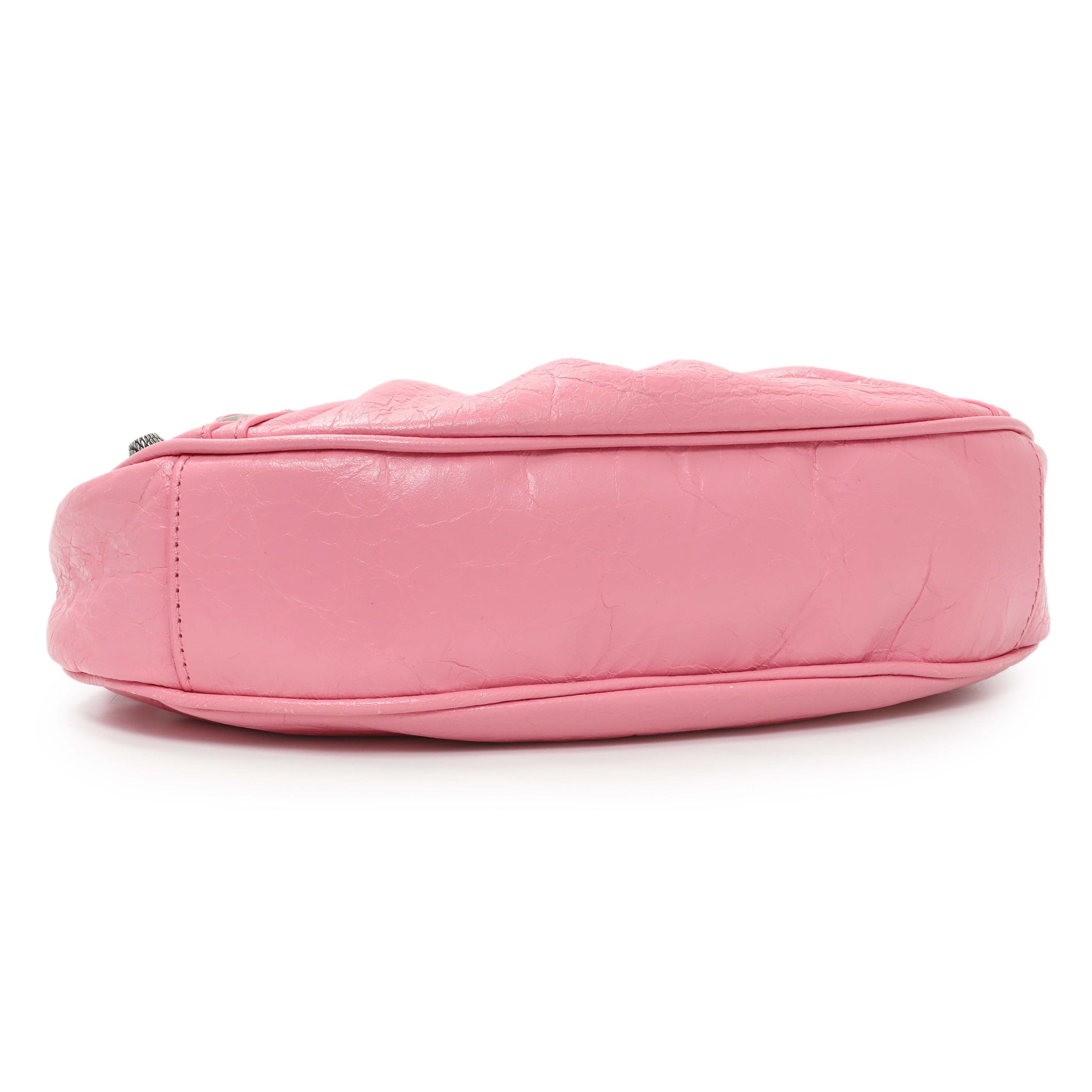 Exclusive Balenciaga Pink Arena Calfskin Leather Le Cagole with Chain — Back View