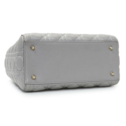 Exclusive Christian Dior Grey Lambskin Cannage Medium Lady Dior — Back View