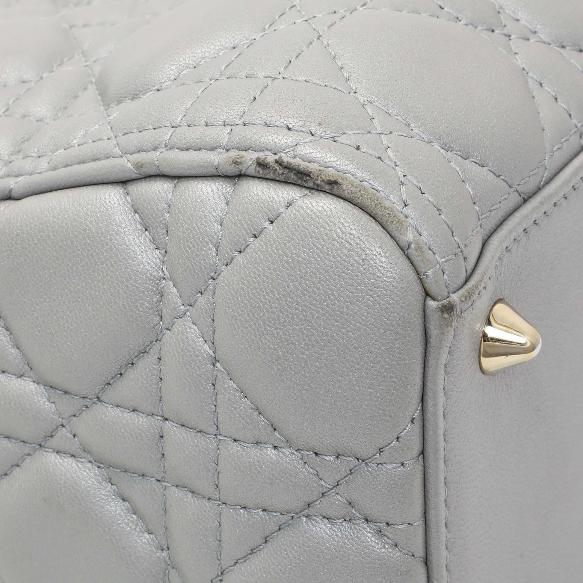 Exclusive Christian Dior Grey Lambskin Cannage Medium Lady Dior — Top View