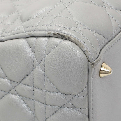 Exclusive Christian Dior Grey Lambskin Cannage Medium Lady Dior — Top View