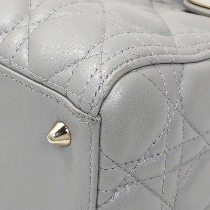 Exclusive Christian Dior Grey Lambskin Cannage Medium Lady Dior — Detail View