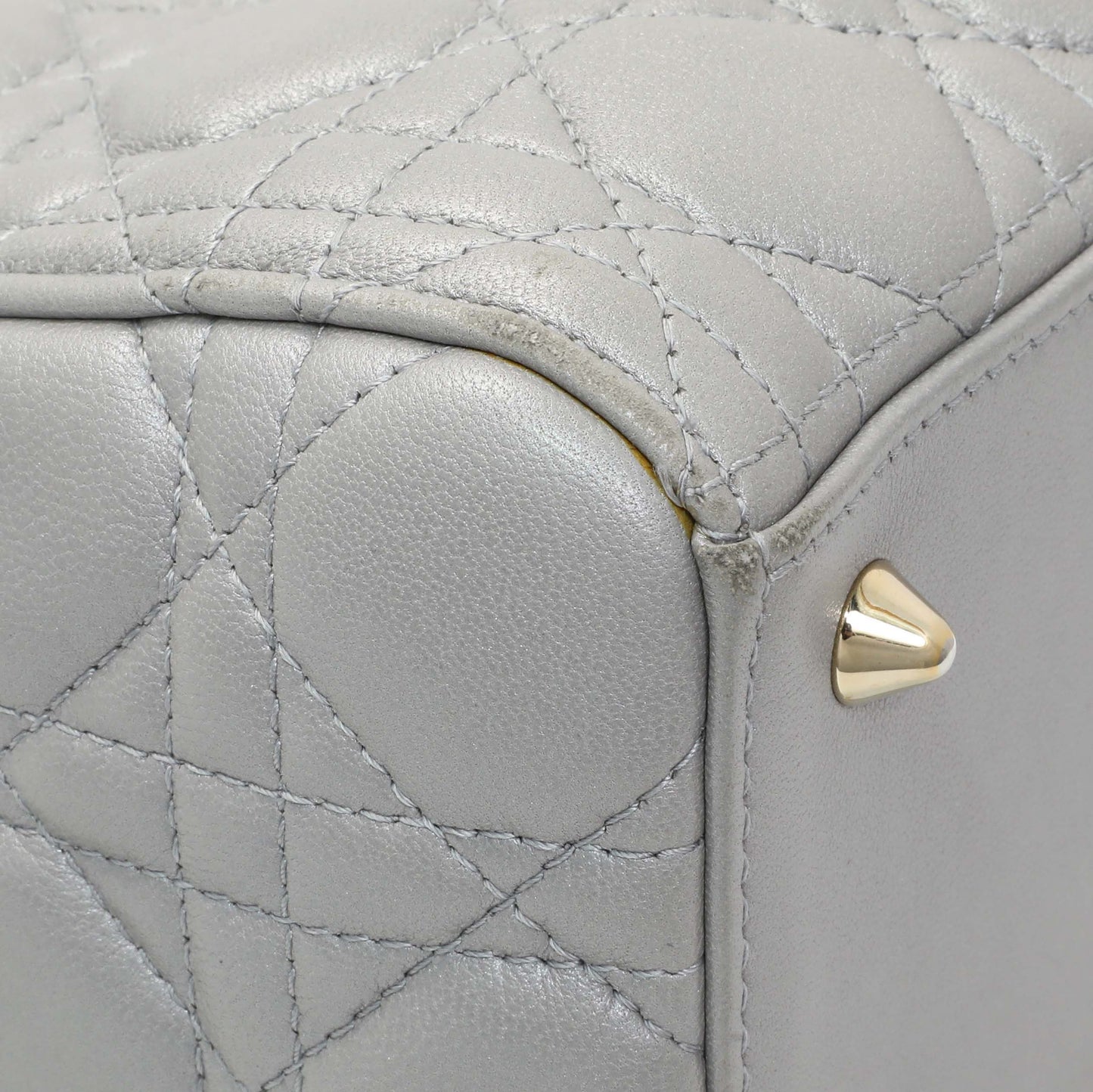 Exclusive Christian Dior Grey Lambskin Cannage Medium Lady Dior — Lifestyle View
