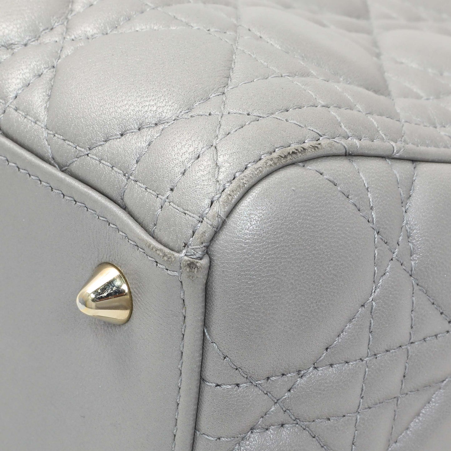 Exclusive Christian Dior Grey Lambskin Cannage Medium Lady Dior — Alternate View 7