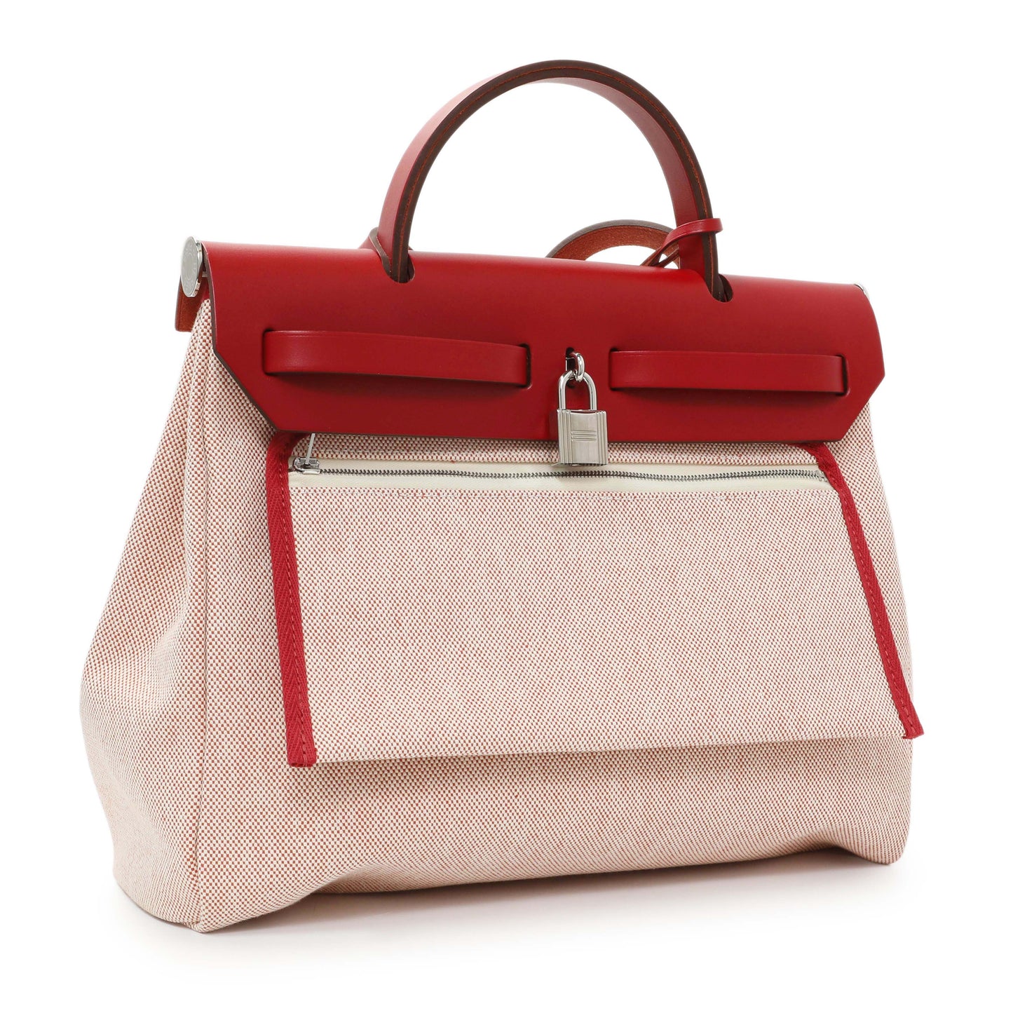 Exclusive Hermes Vache Hunter Rouge Piment Toile Pegase Pop Herbag Zip Retourne 31 PM — Side View