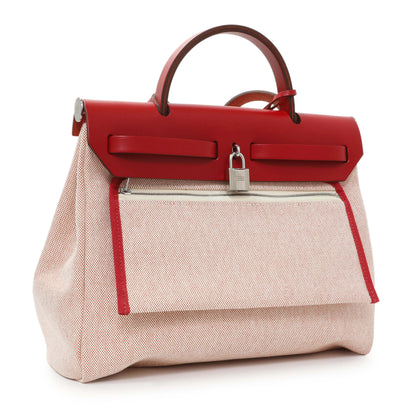 Exclusive Hermes Vache Hunter Rouge Piment Toile Pegase Pop Herbag Zip Retourne 31 PM — Side View