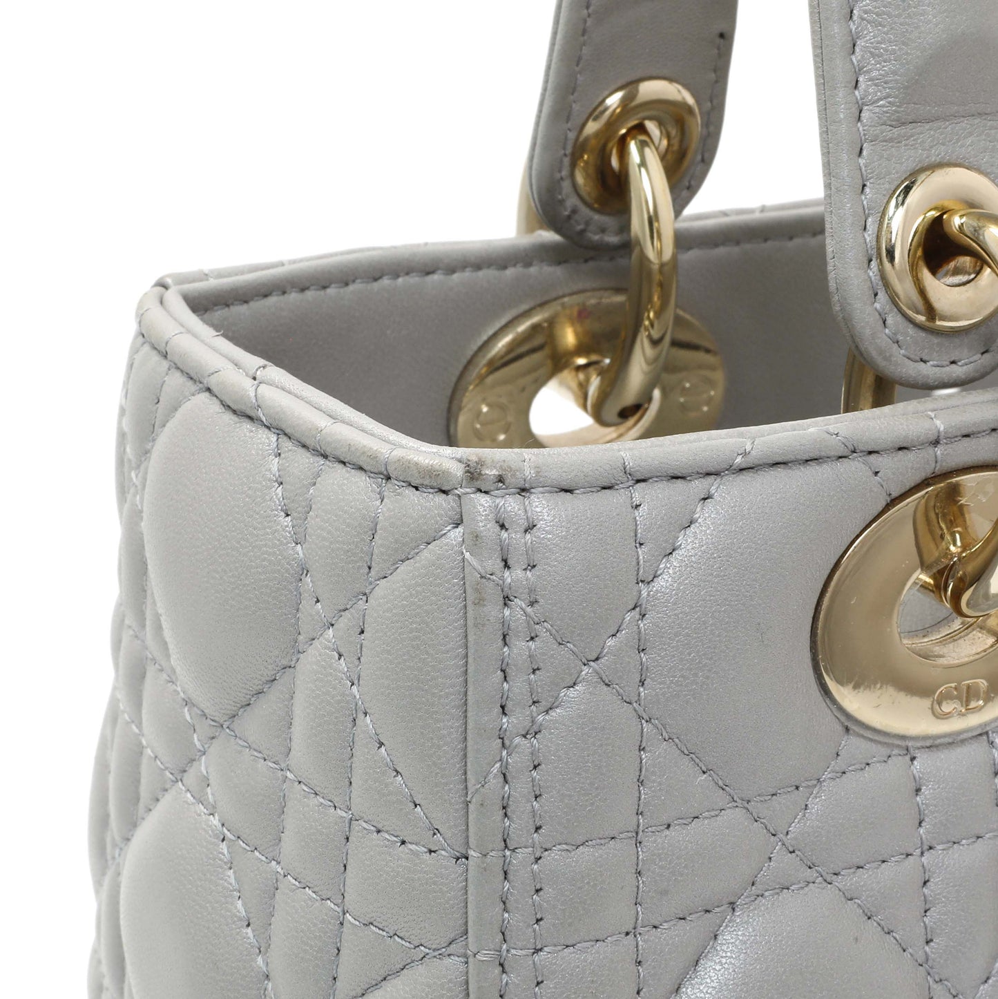 Exclusive Christian Dior Grey Lambskin Cannage Medium Lady Dior — Alternate View 8