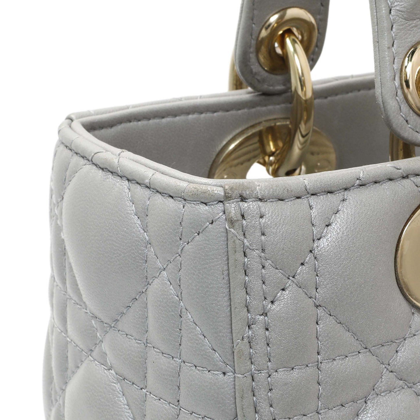 Exclusive Christian Dior Grey Lambskin Cannage Medium Lady Dior — Alternate View 9