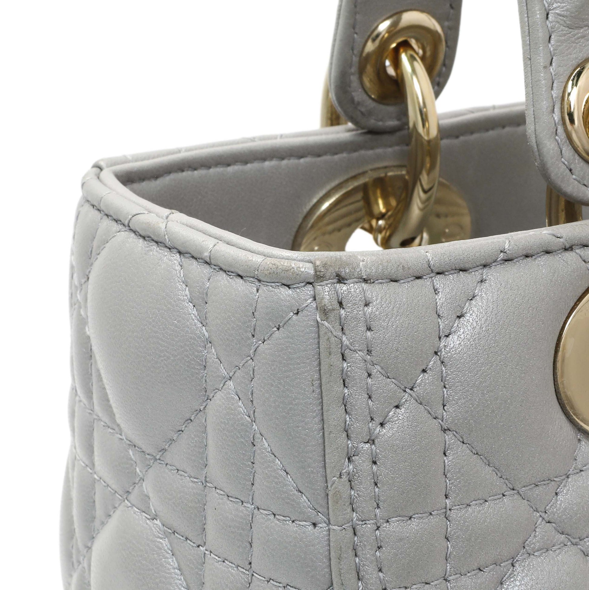 Exclusive Christian Dior Grey Lambskin Cannage Medium Lady Dior — Alternate View 9