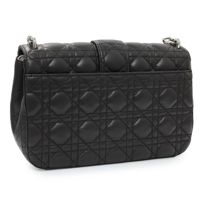 Exclusive Christian Dior Black Lambskin Cannage Medium Miss Dior Flap — Side View