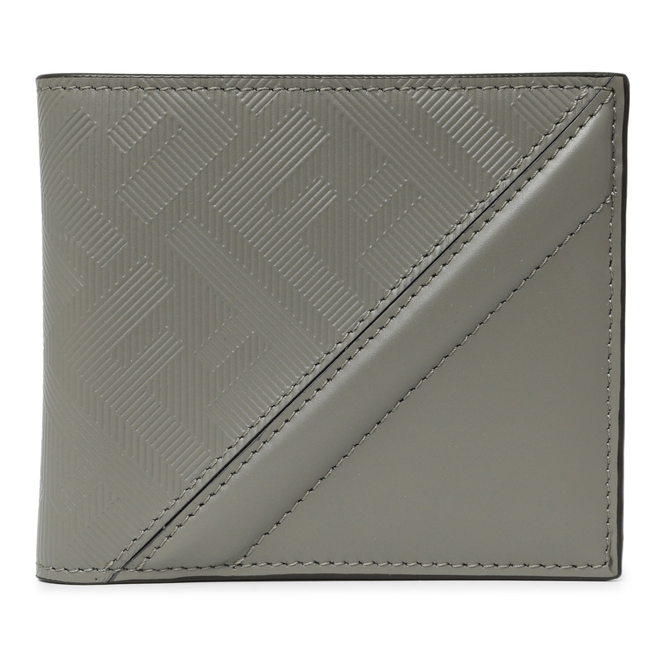 Exclusive Fendi Grey Vitello King Diagonal Bifold Wallet — Front View