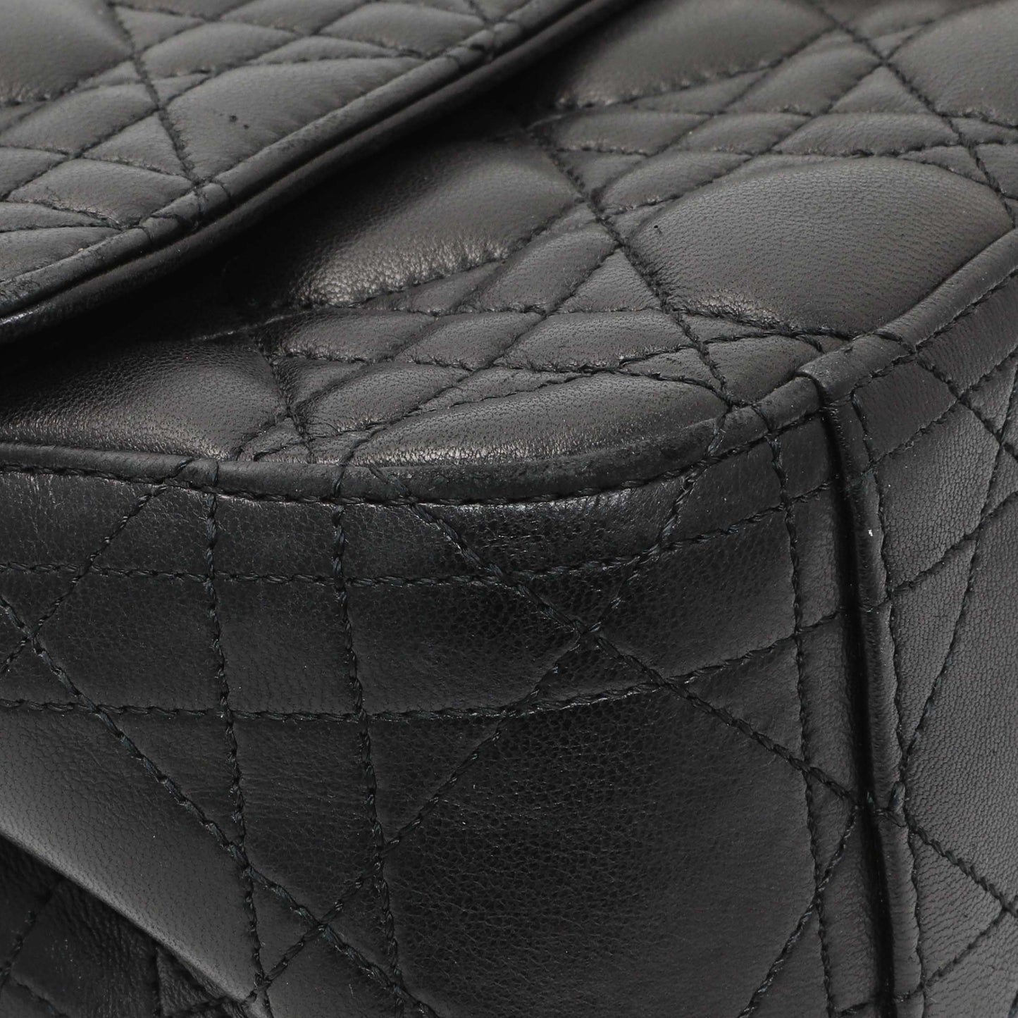 Exclusive Christian Dior Black Lambskin Cannage Medium Miss Dior Flap — Top View