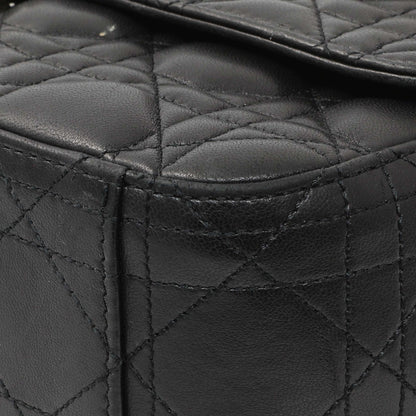 Exclusive Christian Dior Black Lambskin Cannage Medium Miss Dior Flap — Detail View