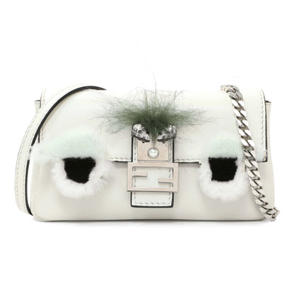 Exclusive Fendi Nappa Rabbit Fox Fur Micro Buggie Baguette — Front View
