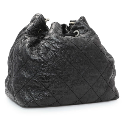 Exclusive Chanel Black Glazed Calfskin On The Road Bucket Bag — Side View