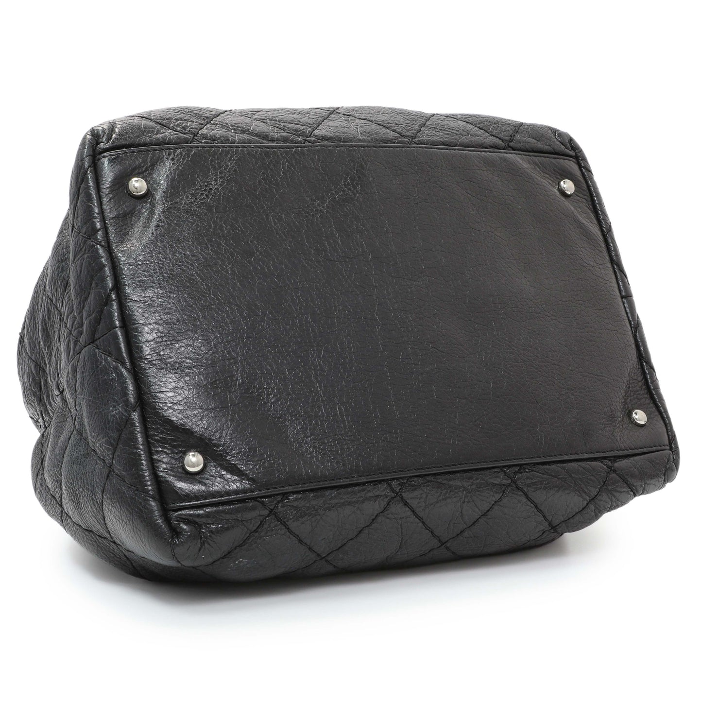 Exclusive Chanel Black Glazed Calfskin On The Road Bucket Bag — Back View