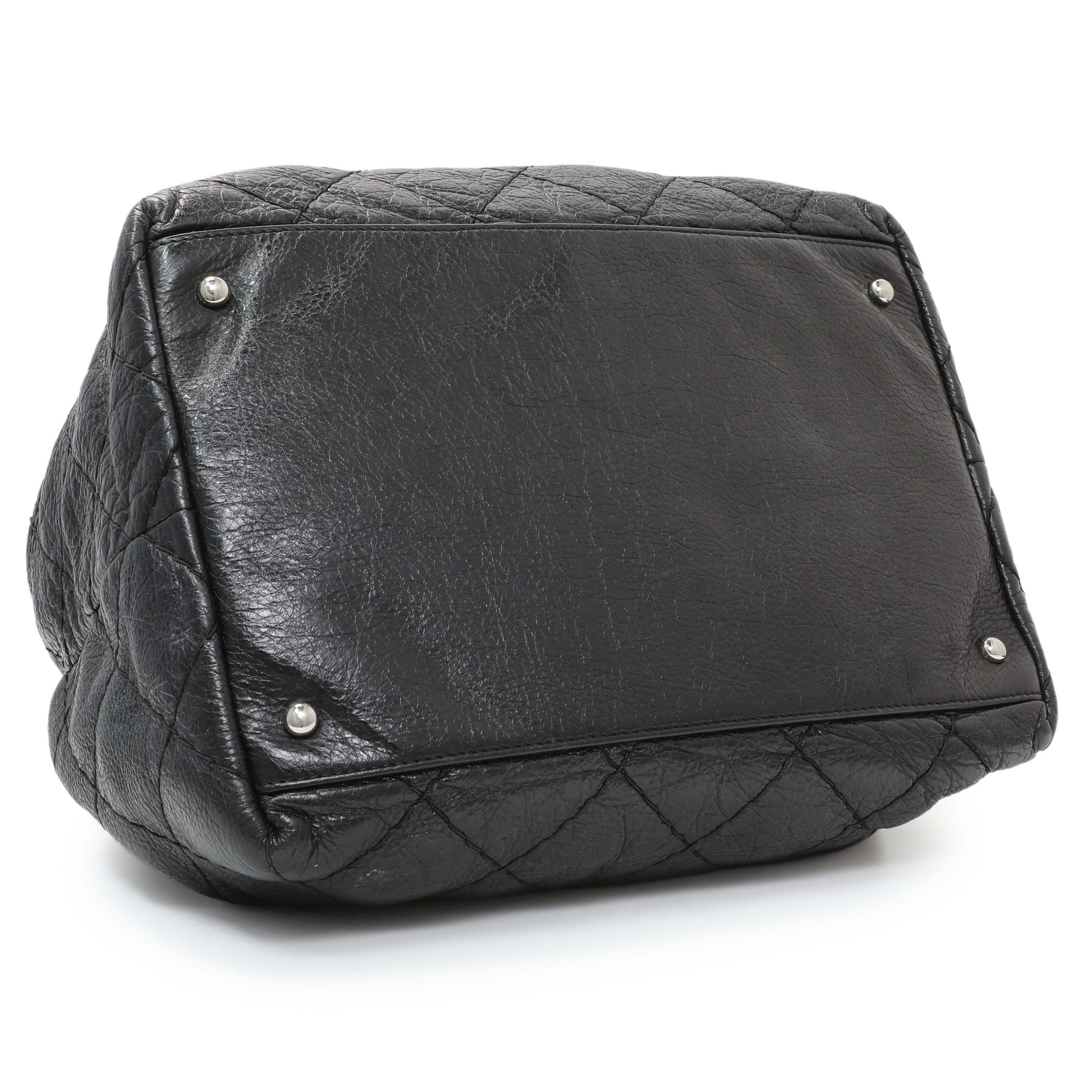 Exclusive Chanel Black Glazed Calfskin On The Road Bucket Bag — Back View