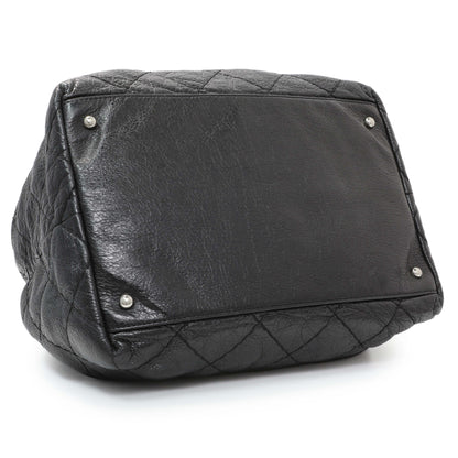 Exclusive Chanel Black Glazed Calfskin On The Road Bucket Bag — Back View