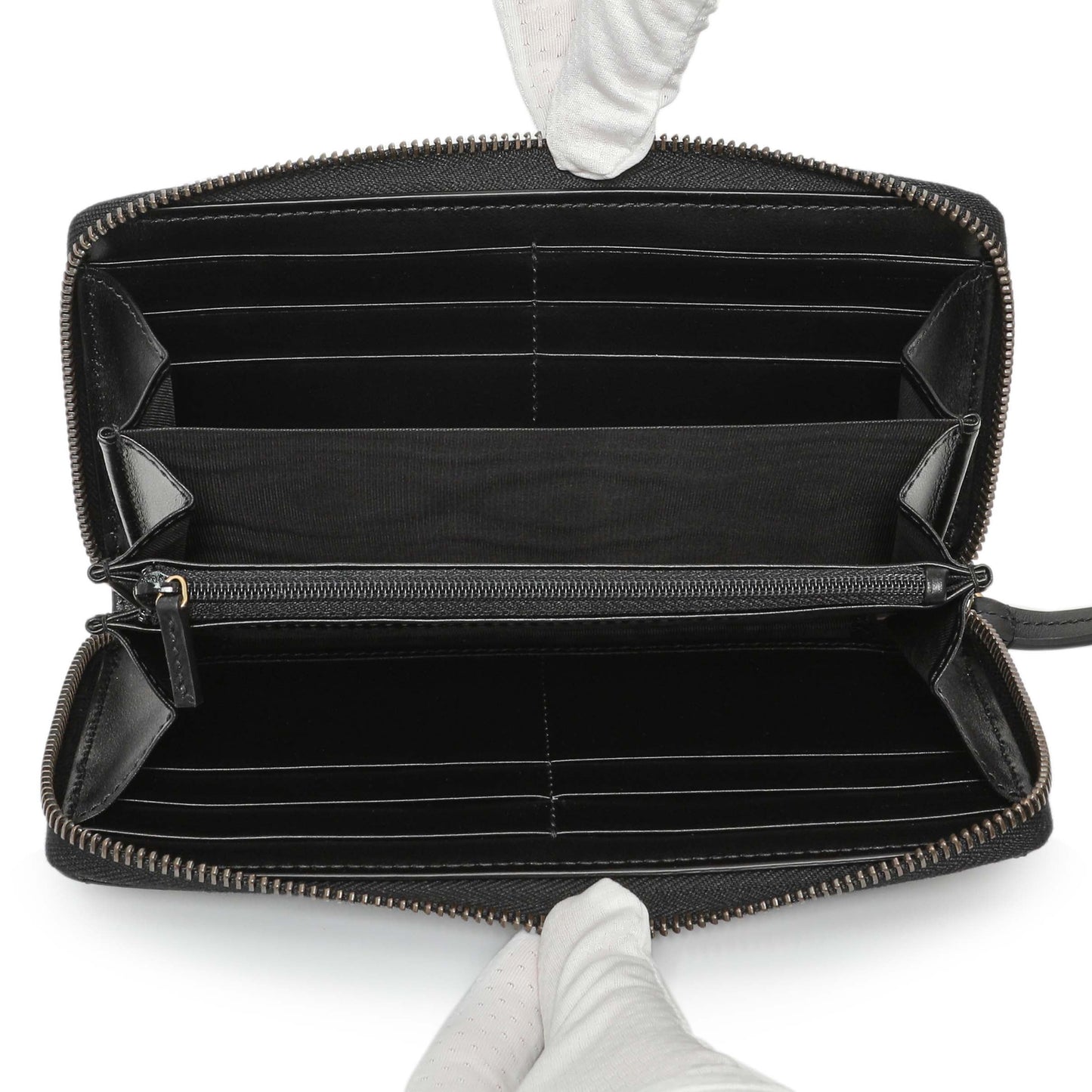Exclusive Gucci Black Calfskin Matelasse GG Marmont Zip Around Wallet — Top View
