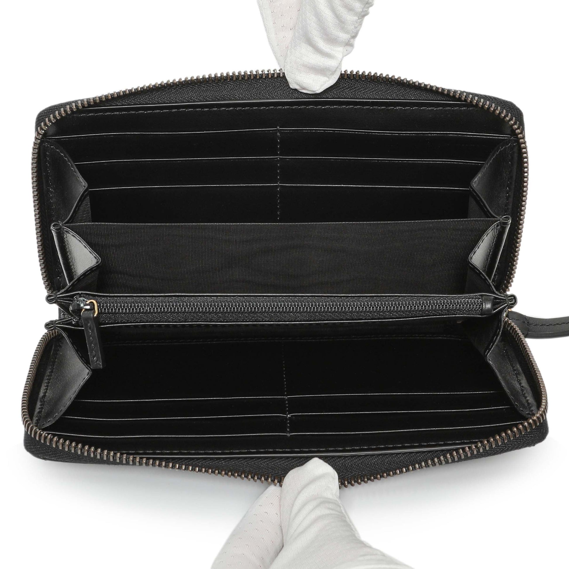 Exclusive Gucci Black Calfskin Matelasse GG Marmont Zip Around Wallet — Top View