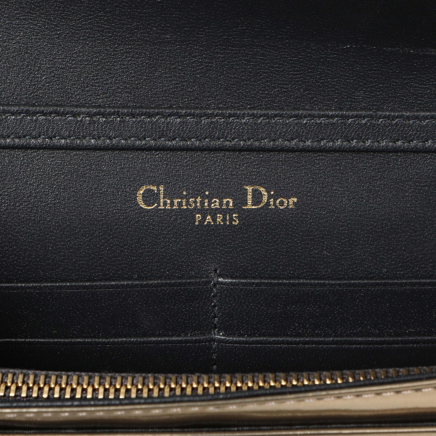 Exclusive Christian Dior Metallic Gold Patent Micro Cannage Diorama Wallet on Chain — Alternate View 9
