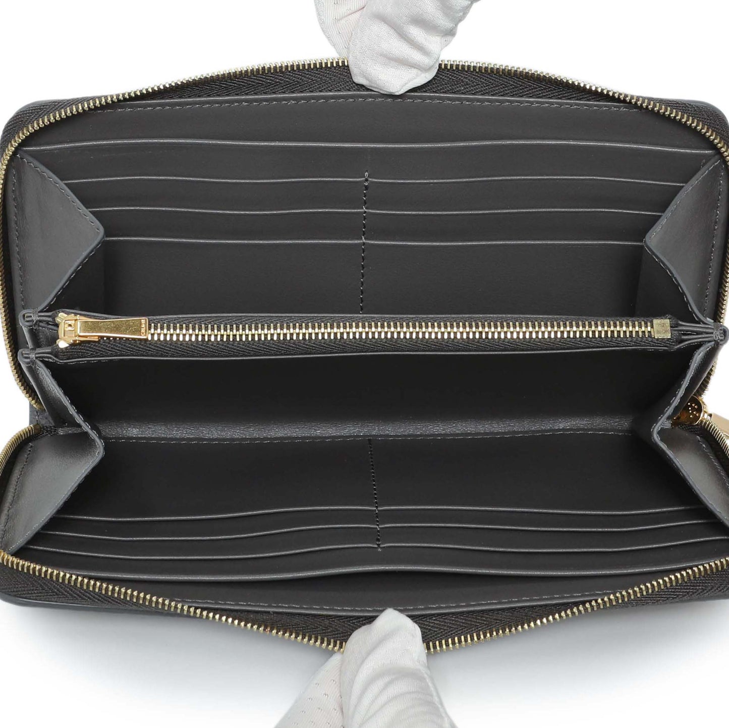 Exclusive Celine Grey Calfskin Large Zip Around Multifunction Wallet — Top View