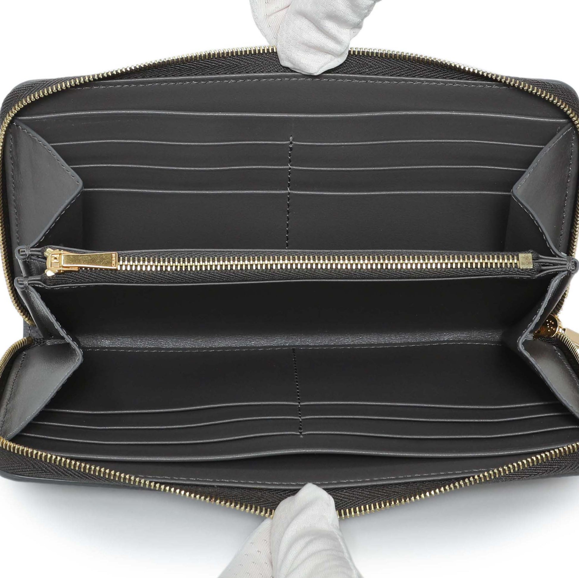 Exclusive Celine Grey Calfskin Large Zip Around Multifunction Wallet — Top View