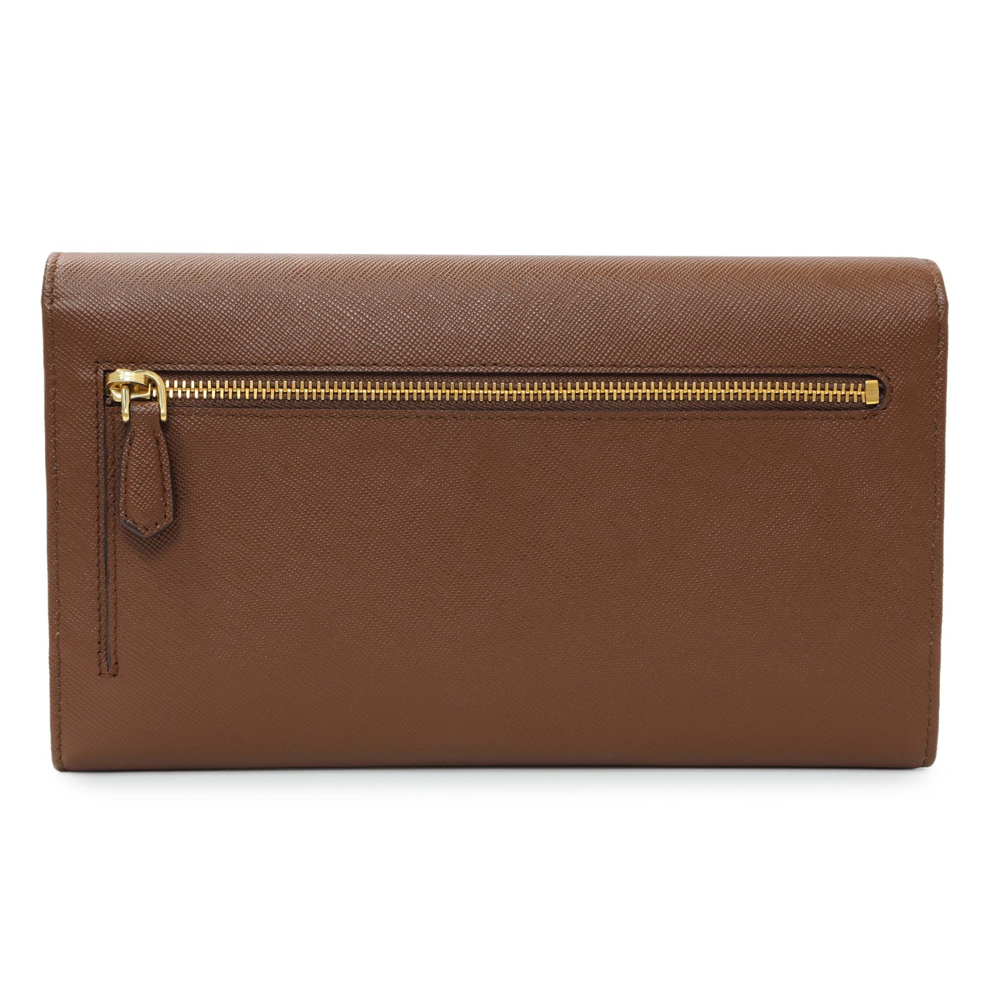 Exclusive Prada Brown Saffiano Continental Flap Wallet — Side View