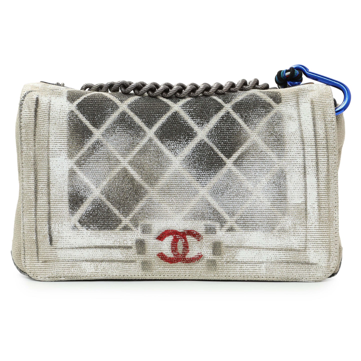 Exclusive Chanel Beige Canvas Tromp L’Oeil Graffiti Oh My Boy Flap — Side View