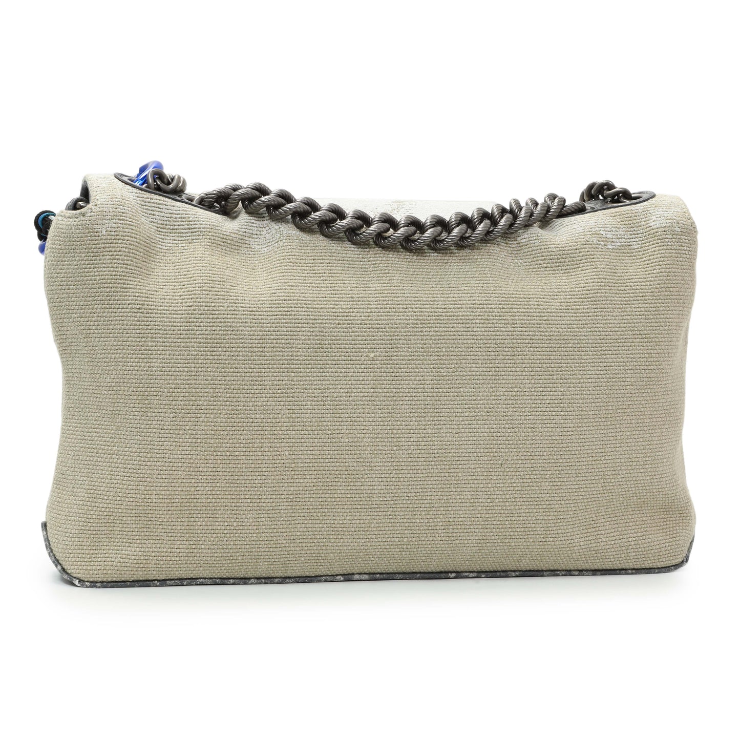 Exclusive Chanel Beige Canvas Tromp L’Oeil Graffiti Oh My Boy Flap — Back View