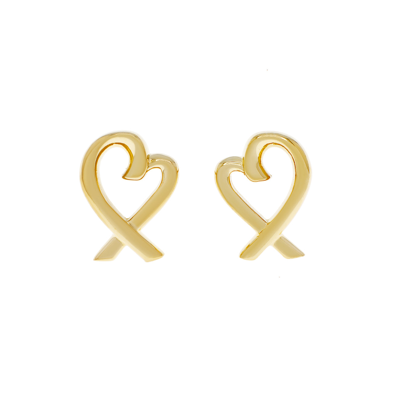 Exclusive Tiffany & Co. 18K Yellow Gold Paloma Picasso Loving Heart Earrings — Front View