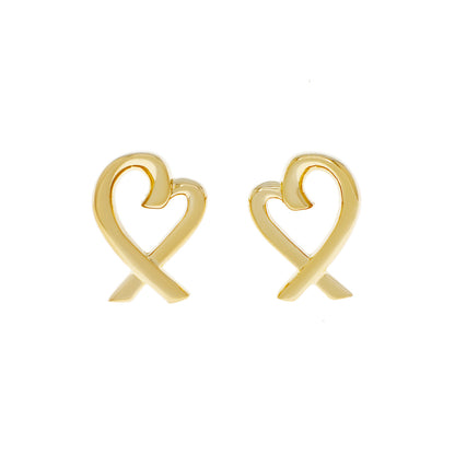 Exclusive Tiffany & Co. 18K Yellow Gold Paloma Picasso Loving Heart Earrings — Front View