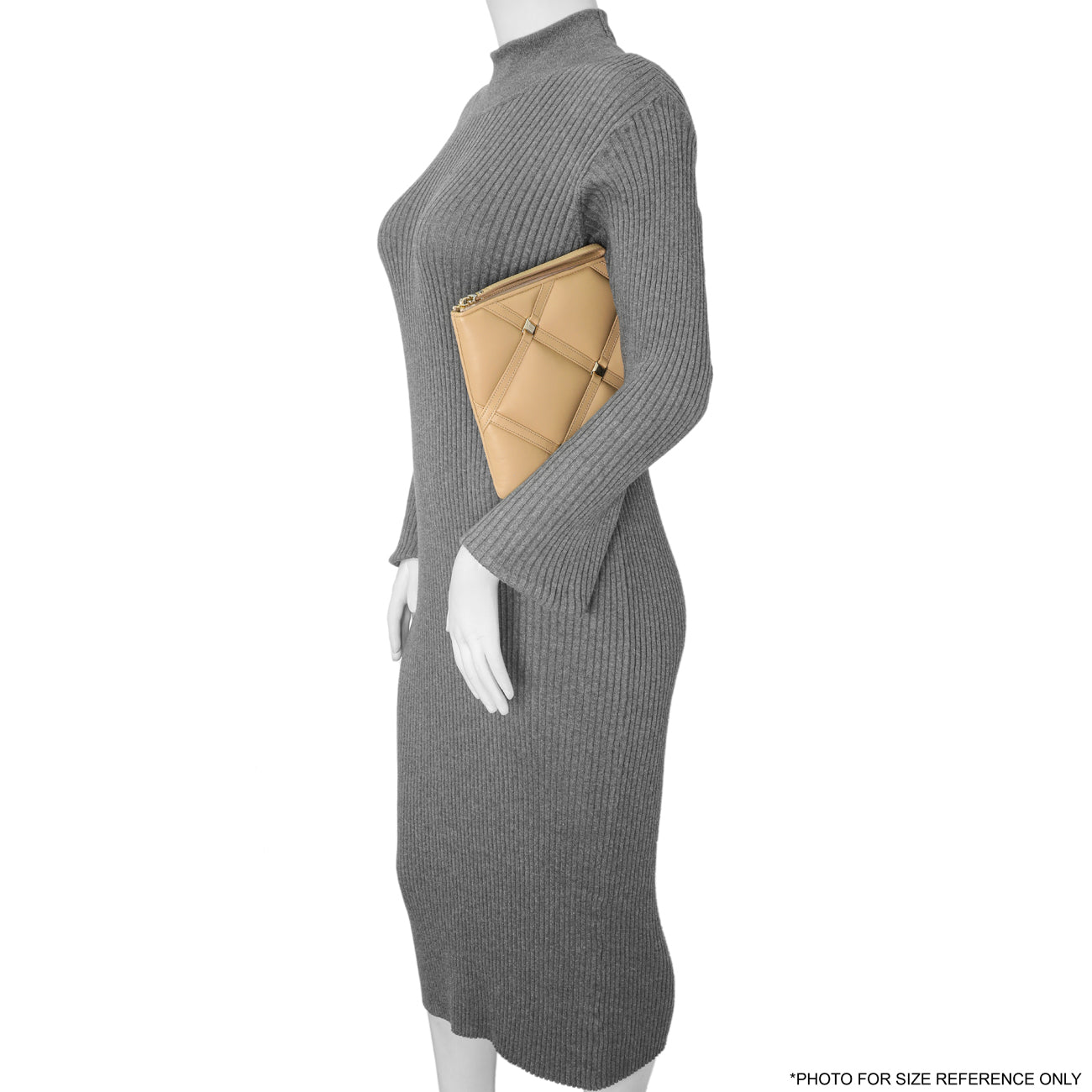 Exclusive Salvatore Ferragamo Almond Lambskin Clutch — Lifestyle View