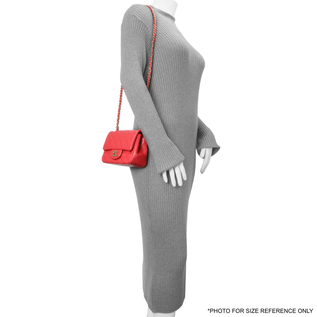 Exclusive Chanel Red Quilted Lambskin Mini Square Flap — Alternate View 8