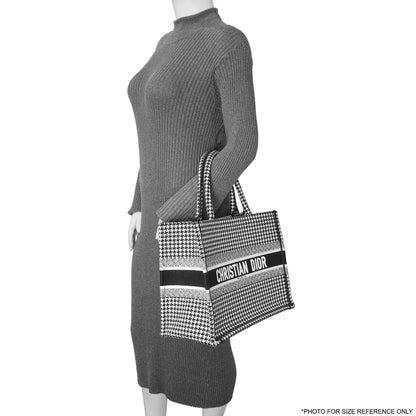 Exclusive Christian Dior Black White Houndstooth Canvas Medium Book Tote — Alternate View 11