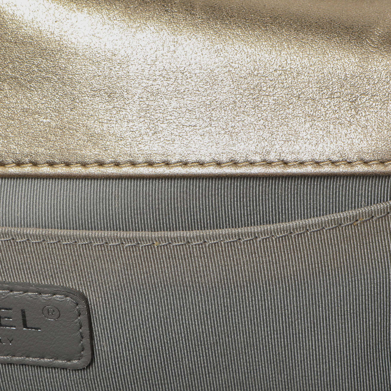 Exclusive Chanel Silver Gold Quilted Calfskin Medium Boy Bag — Alternate View 14