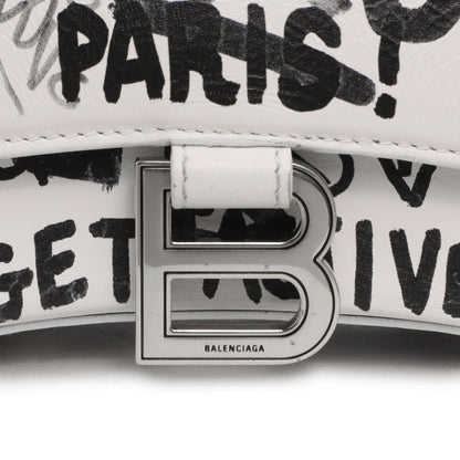 Exclusive Balenciaga White Calfskin Graffiti Hourglass Top Handle Bag  XS — Alternate View 11