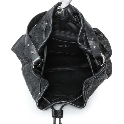 Exclusive Chanel Black Glazed Calfskin On The Road Bucket Bag — Top View