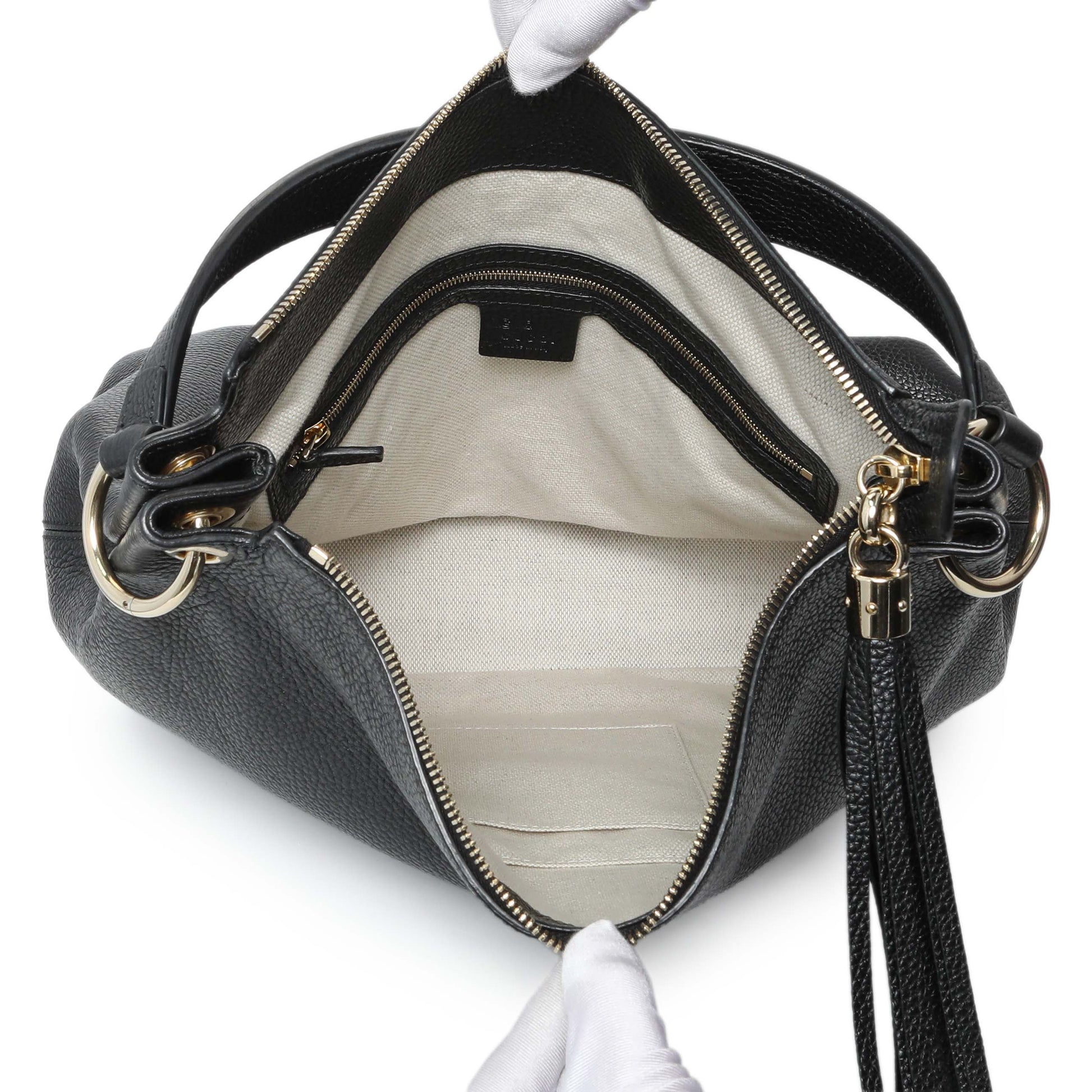 Exclusive Gucci Black Pebbled Calfskin Large Soho Hobo — Top View