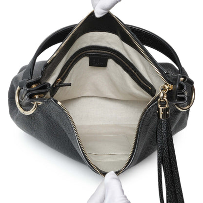 Exclusive Gucci Black Pebbled Calfskin Large Soho Hobo — Top View