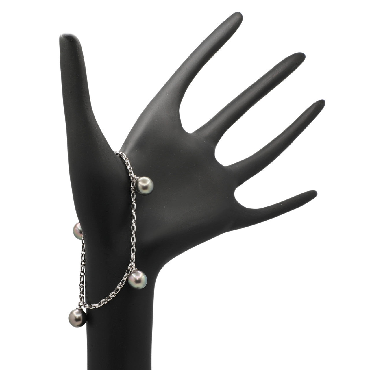 Exclusive 18K White Gold Tahitian Black Pearl Bracelet — Back View