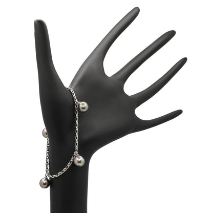 Exclusive 18K White Gold Tahitian Black Pearl Bracelet — Back View